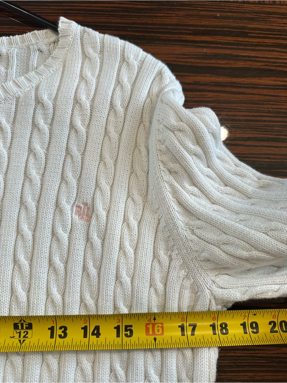 Lauren Ralph Lauren Cotton Cable Knit White Sweater Women’s Sz XL - Picture 10 of 11